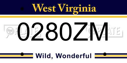 0280ZM West Virginia License Plate