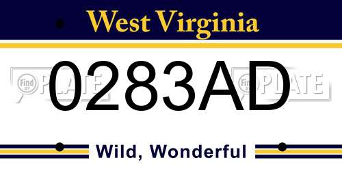 0283AD West Virginia License Plate