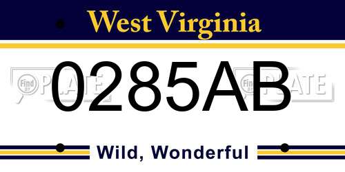 0285AB West Virginia License Plate