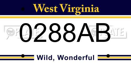 0288AB West Virginia License Plate