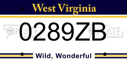 0289ZB West Virginia License Plate