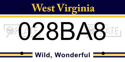 028BA8 West Virginia License Plate
