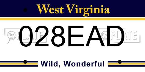 028EAD West Virginia License Plate