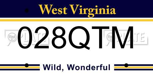 028QTM West Virginia License Plate