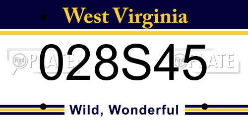 028S45 West Virginia License Plate