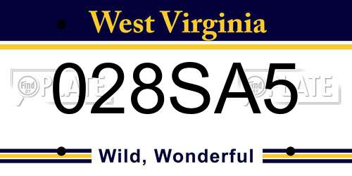 028SA5 West Virginia License Plate