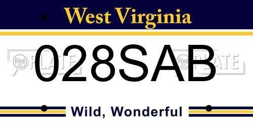 028SAB West Virginia License Plate