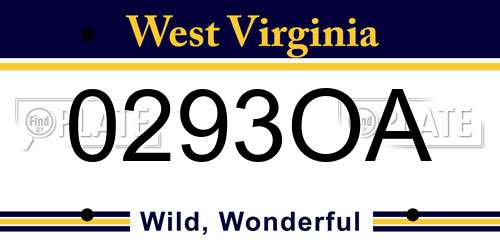 0293OA West Virginia License Plate