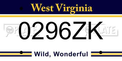 0296ZK West Virginia License Plate