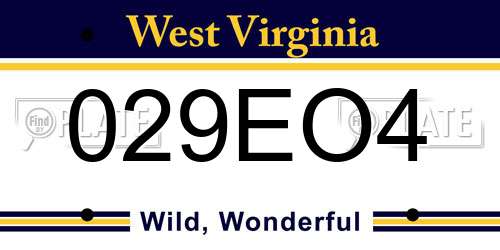 029EO4 West Virginia License Plate