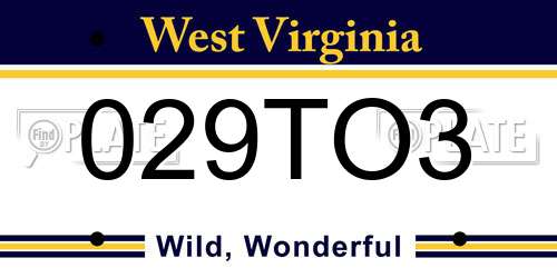 029TO3 West Virginia License Plate