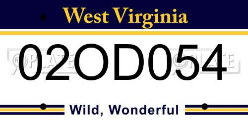02OD054 West Virginia License Plate