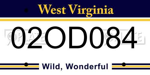 02OD084 West Virginia License Plate