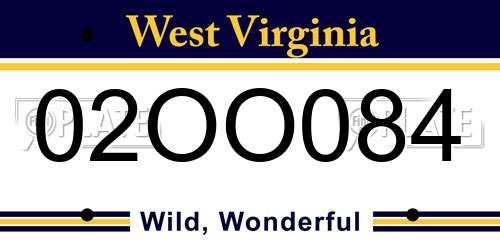 02OO084 West Virginia License Plate
