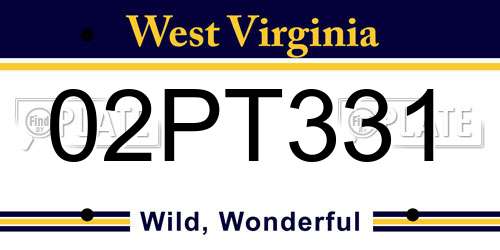 02PT331 West Virginia License Plate