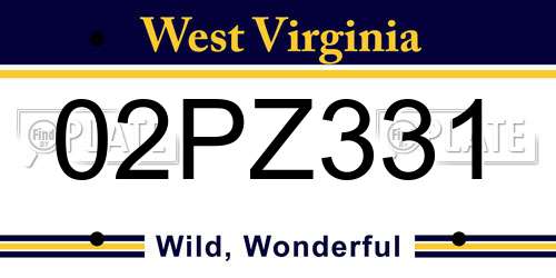02PZ331 West Virginia License Plate
