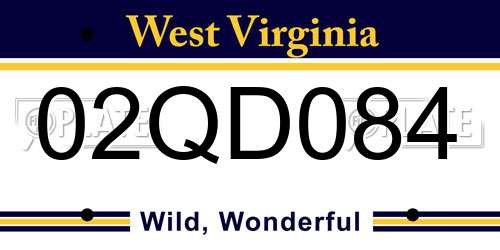02QD084 West Virginia License Plate