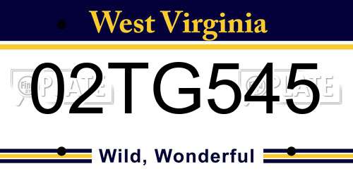 02TG545 West Virginia License Plate