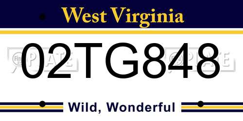 02TG848 West Virginia License Plate