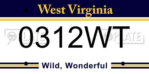 0312WT West Virginia License Plate