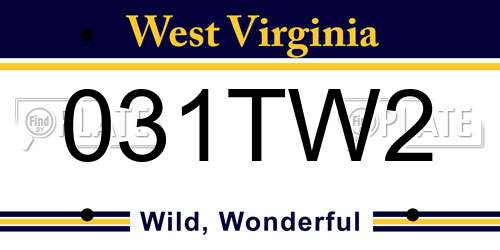 031TW2 West Virginia License Plate