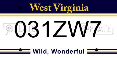 031ZW7 West Virginia License Plate