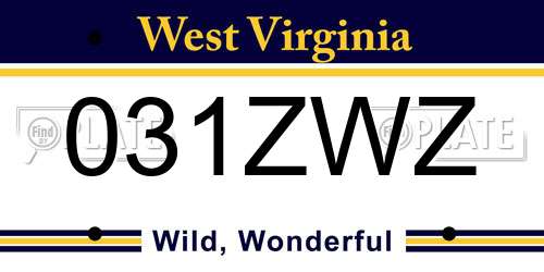 031ZWZ West Virginia License Plate