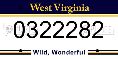 0322282 West Virginia License Plate