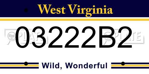 03222B2 West Virginia License Plate