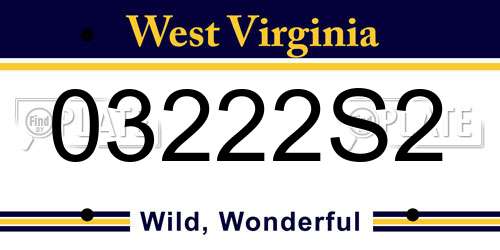 03222S2 West Virginia License Plate