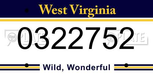 0322752 West Virginia License Plate