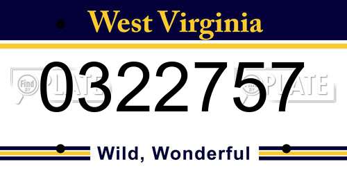 0322757 West Virginia License Plate