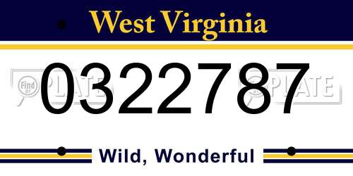 0322787 West Virginia License Plate
