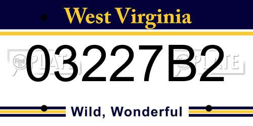 03227B2 West Virginia License Plate