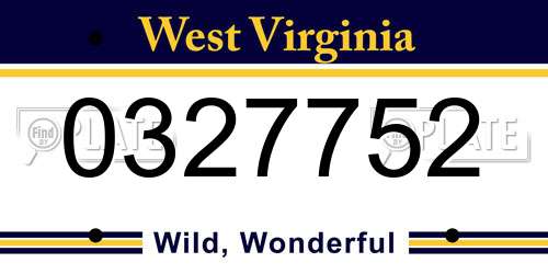 0327752 West Virginia License Plate