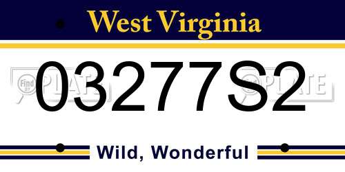 03277S2 West Virginia License Plate