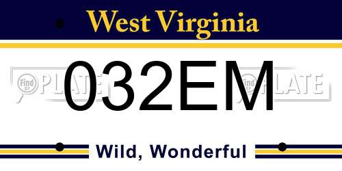 032EM West Virginia License Plate