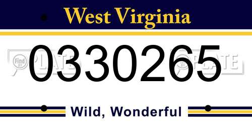 0330265 West Virginia License Plate