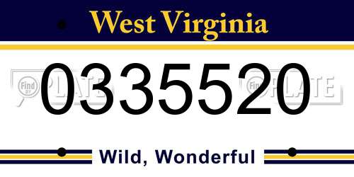 0335520 West Virginia License Plate