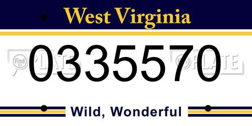 0335570 West Virginia License Plate