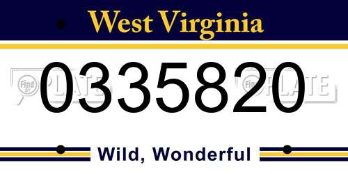 0335820 West Virginia License Plate
