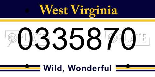 0335870 West Virginia License Plate