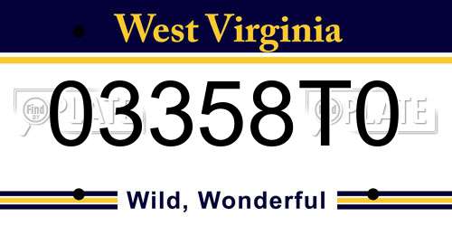 03358T0 West Virginia License Plate