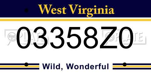 03358Z0 West Virginia License Plate