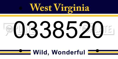 0338520 West Virginia License Plate
