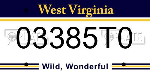 03385T0 West Virginia License Plate