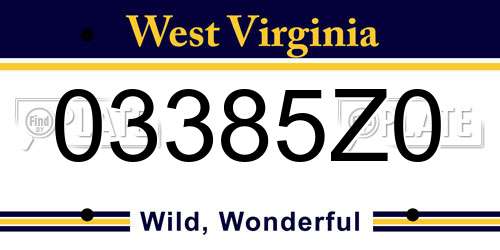 03385Z0 West Virginia License Plate