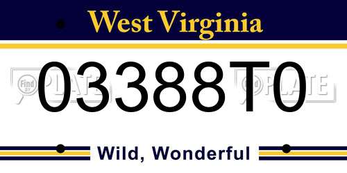 03388T0 West Virginia License Plate