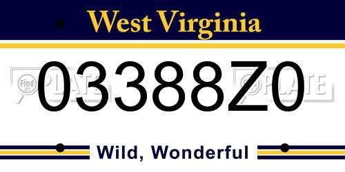 03388Z0 West Virginia License Plate