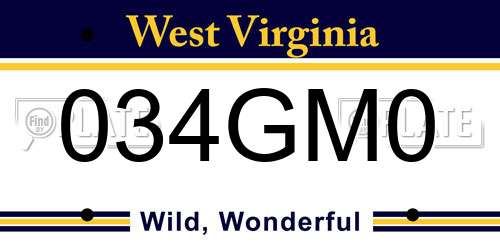 034GM0 West Virginia License Plate